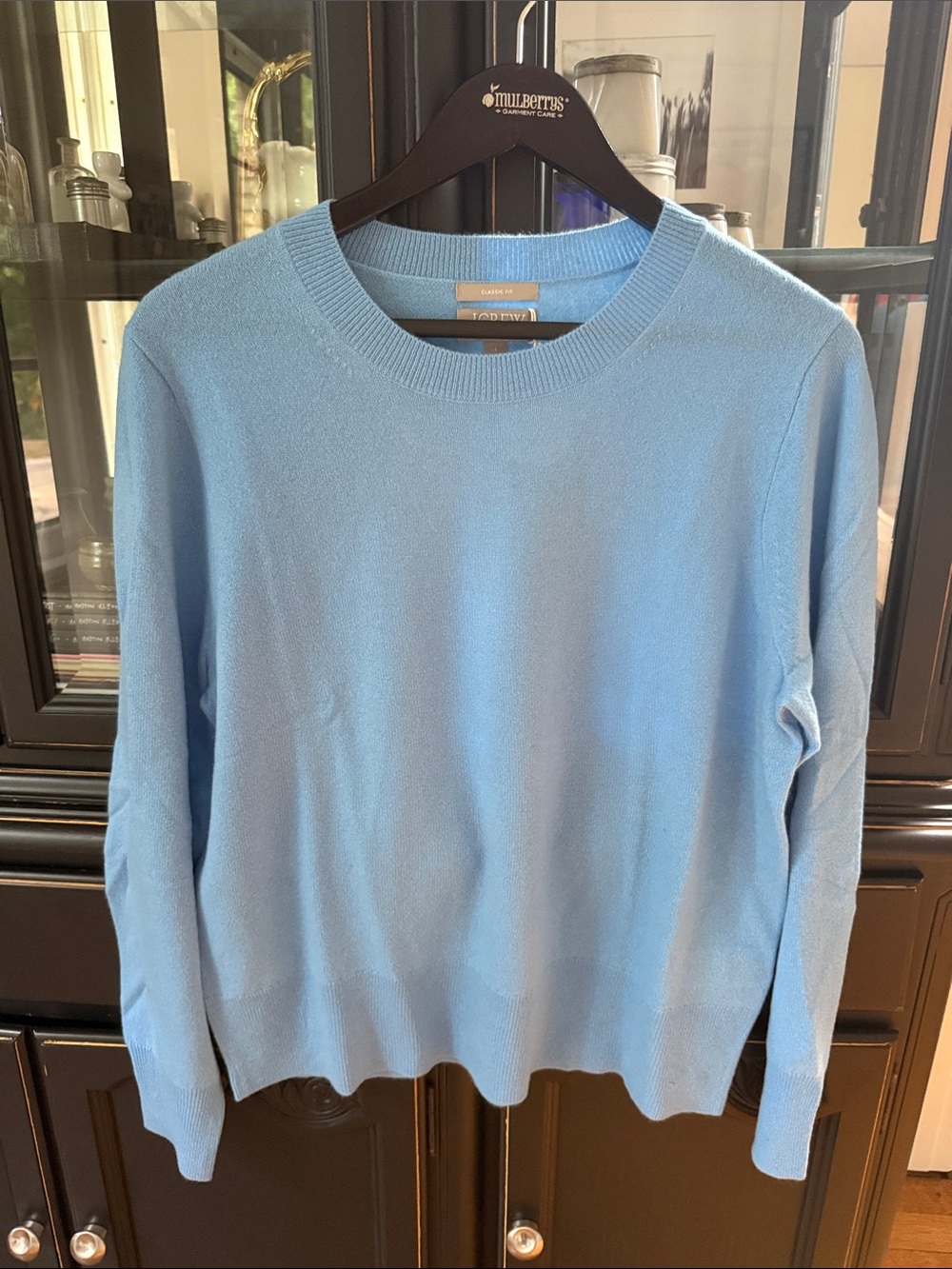 NWT J.Crew Cashmere Classic-Fit Crewneck Sweater Blue Size L BA400